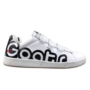 Goats Women's Size 7.5 White Leather Logo Lace-Up Low Casual Tennis Sneakers